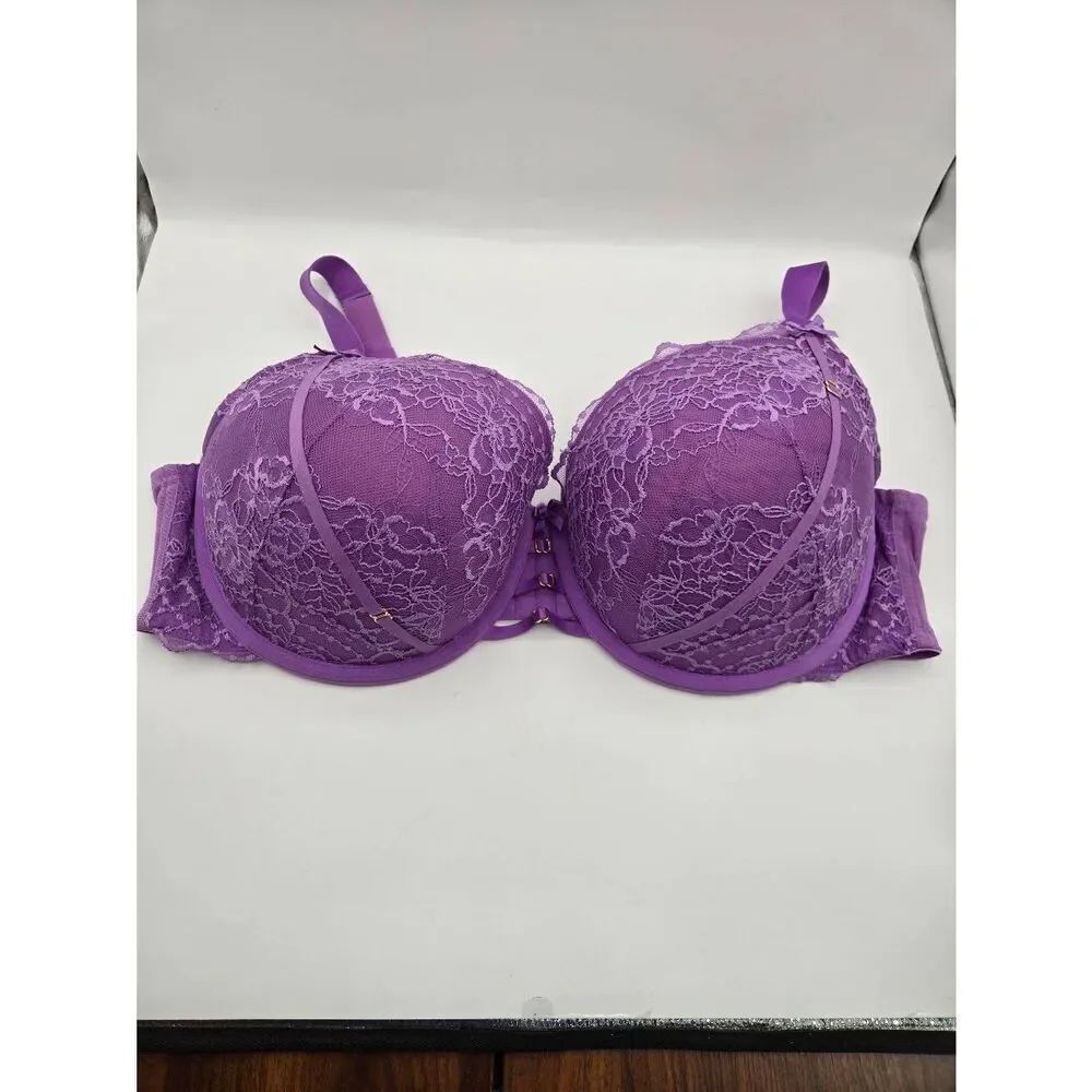 Cacique Boost Balconette Bra Size 48DD Purple Lace